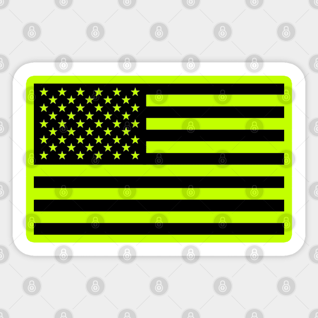 American Flag - Construction Safety Green Sticker by  The best hard hat stickers 